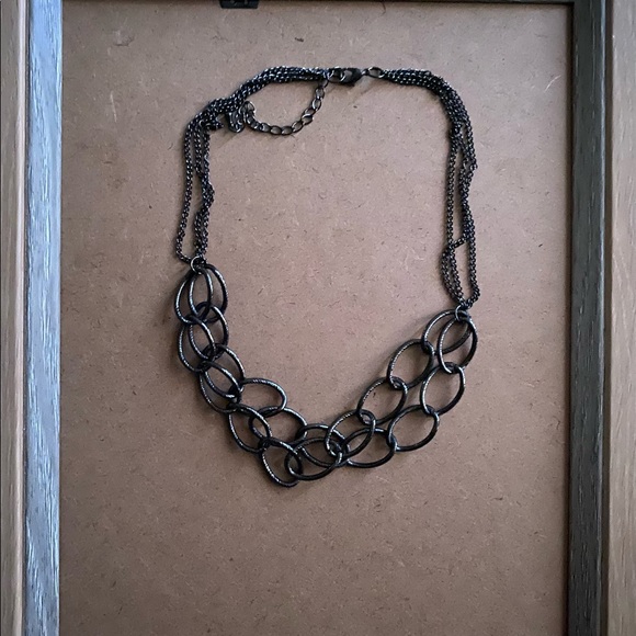 Dark Toned Double Chained Necklace - Picture 4 of 4